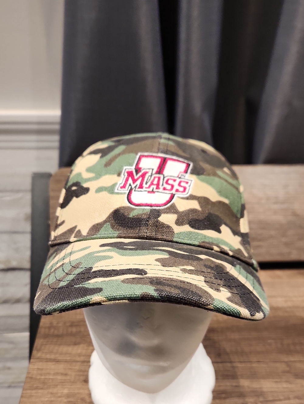 UMass Camouflage Baseball Cap - Green Camo Velcro Adjustable Hat